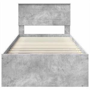 Σκελετός Κρεβατιού Γκρι Μπετόν 90 x 190 cm Επεξεργασμένο ξύλο - Pakobazaar