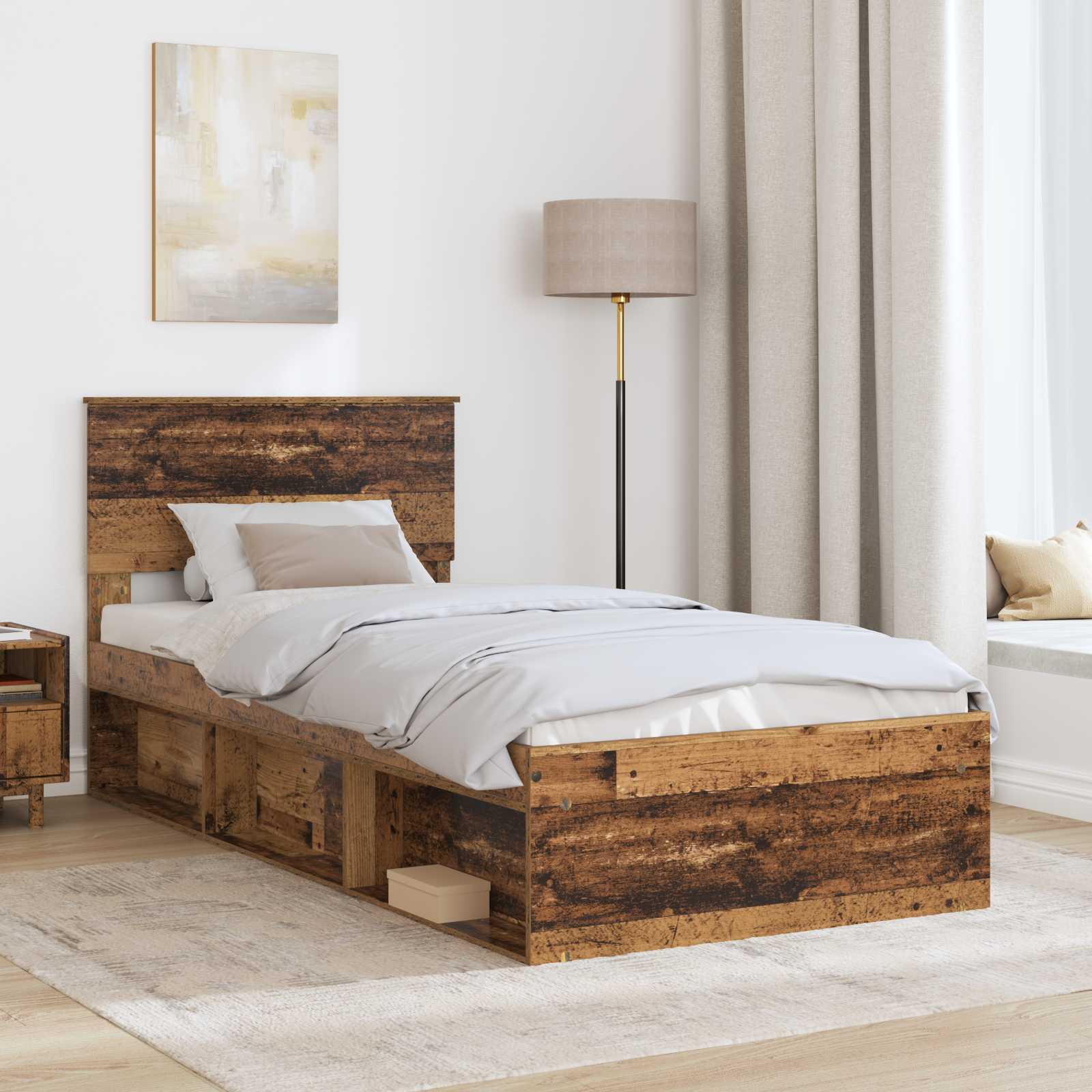Σκελετός Κρεβατιού Παλιό ξύλο 90 x 190 cm Επεξεργασμένο ξύλο