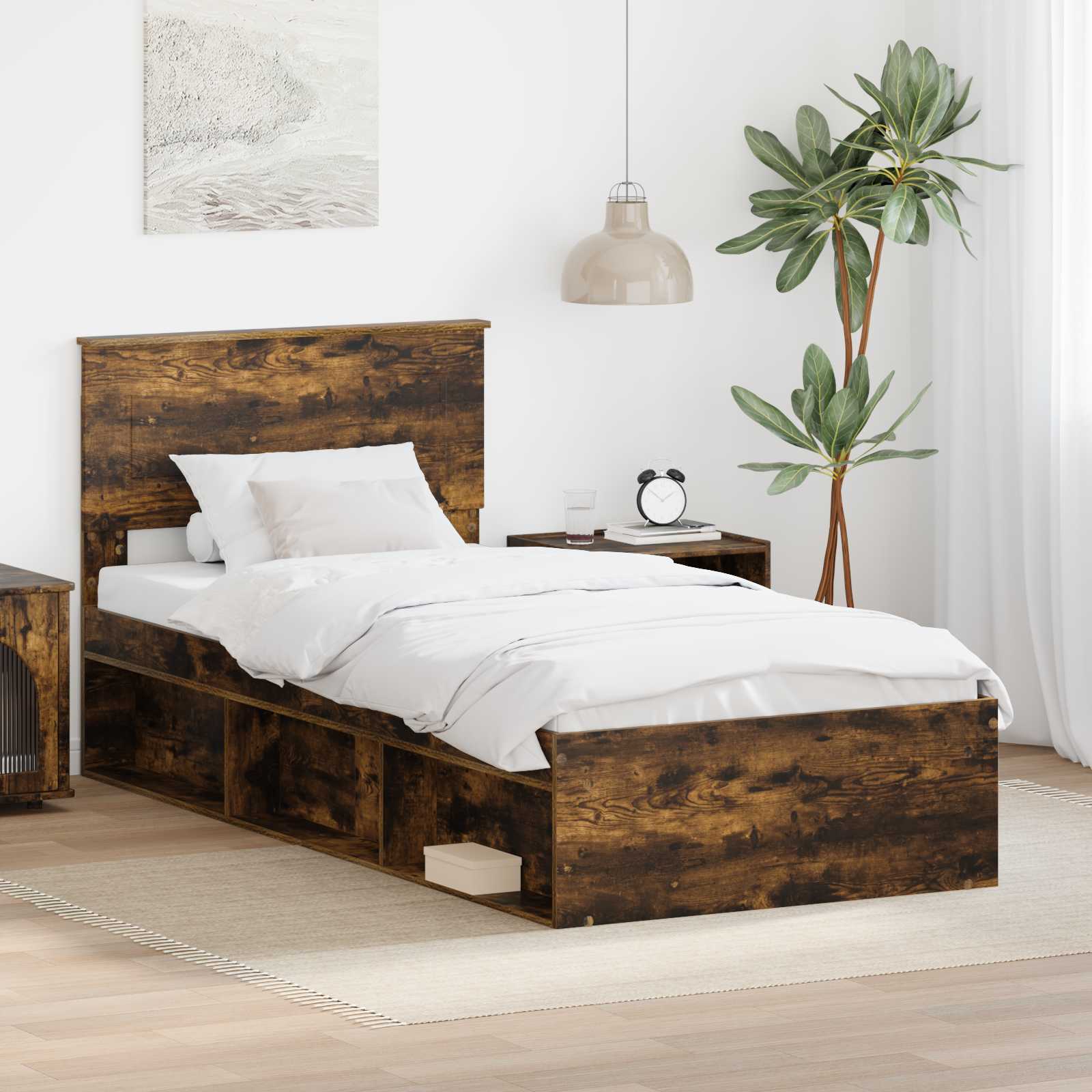Σκελετός Κρεβατιού Καπνιστό Δρύς 75 x 190 cm Επεξεργασμένο ξύλο