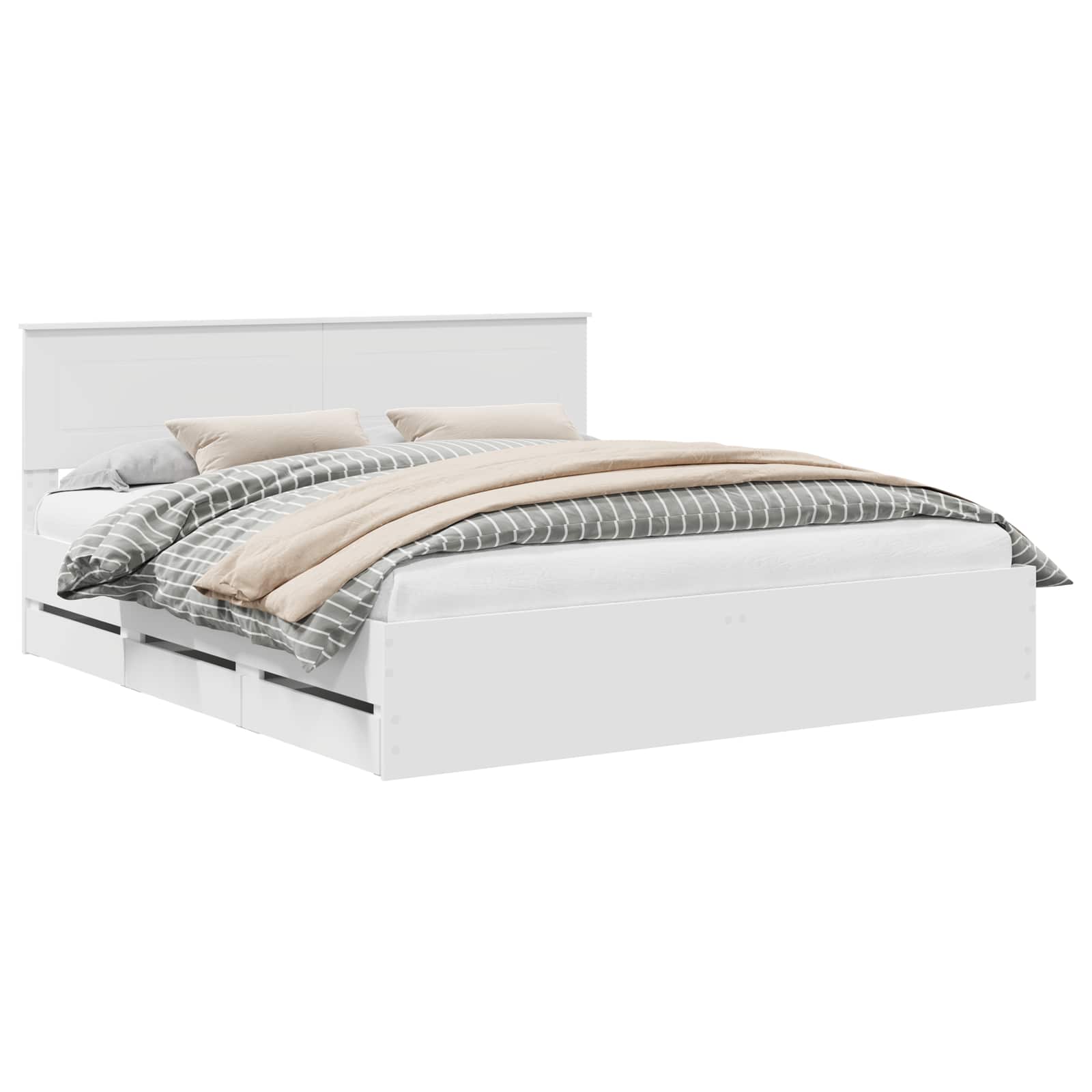 Σκελετός Κρεβατιού Λευκό 200 x 200 cm Μηχανήματος Ξύλο