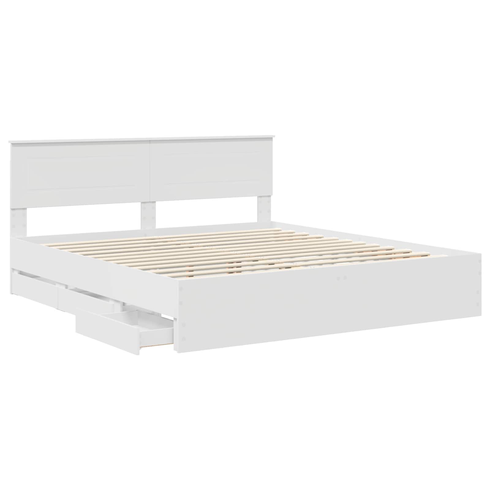 Σκελετός Κρεβατιού Λευκό 200 x 200 cm Μηχανήματος Ξύλο