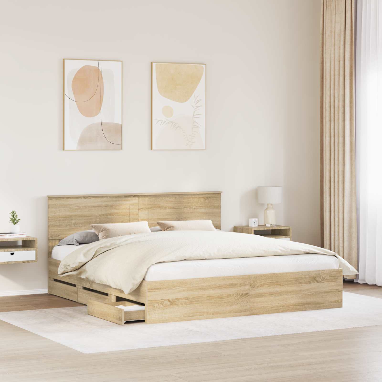 Σκελετός Κρεβατιού Δρύς Sonoma 200 x 200 cm Μηχανήματος Ξύλο