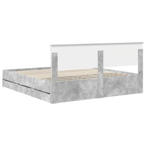 Σκελετός Κρεβατιού Σκυρόδεμα Γκρι 200 x 200 cm Μηχανήματος Ξύλο