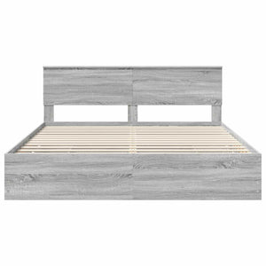 Σκελετός Κρεβατιού Γκρίζο Σονομα 200 x 200 cm Μηχανήματος Ξύλο