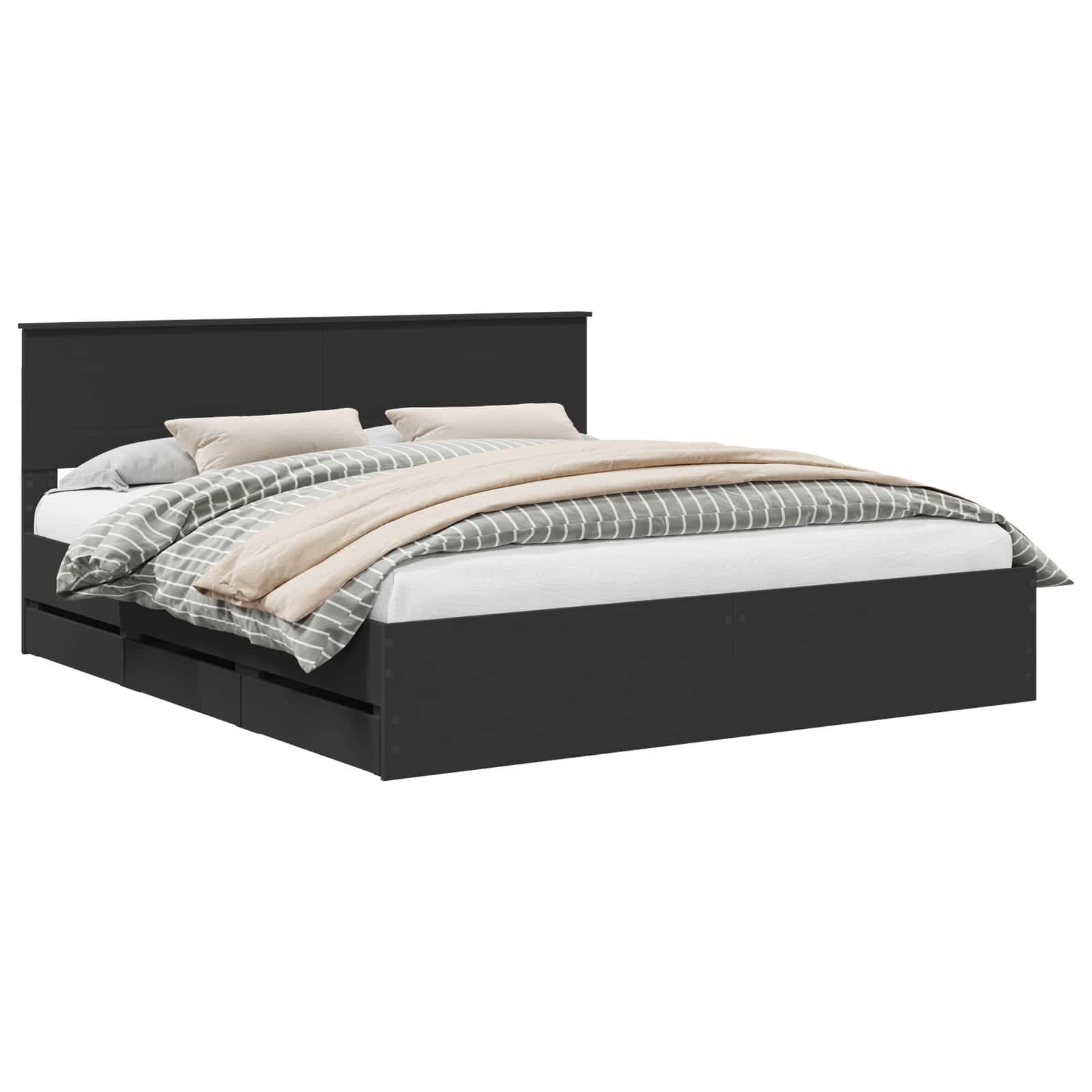 Σκελετός Κρεβατιού Μαύρο 180 x 200 cm Μηχανήματος Ξύλο