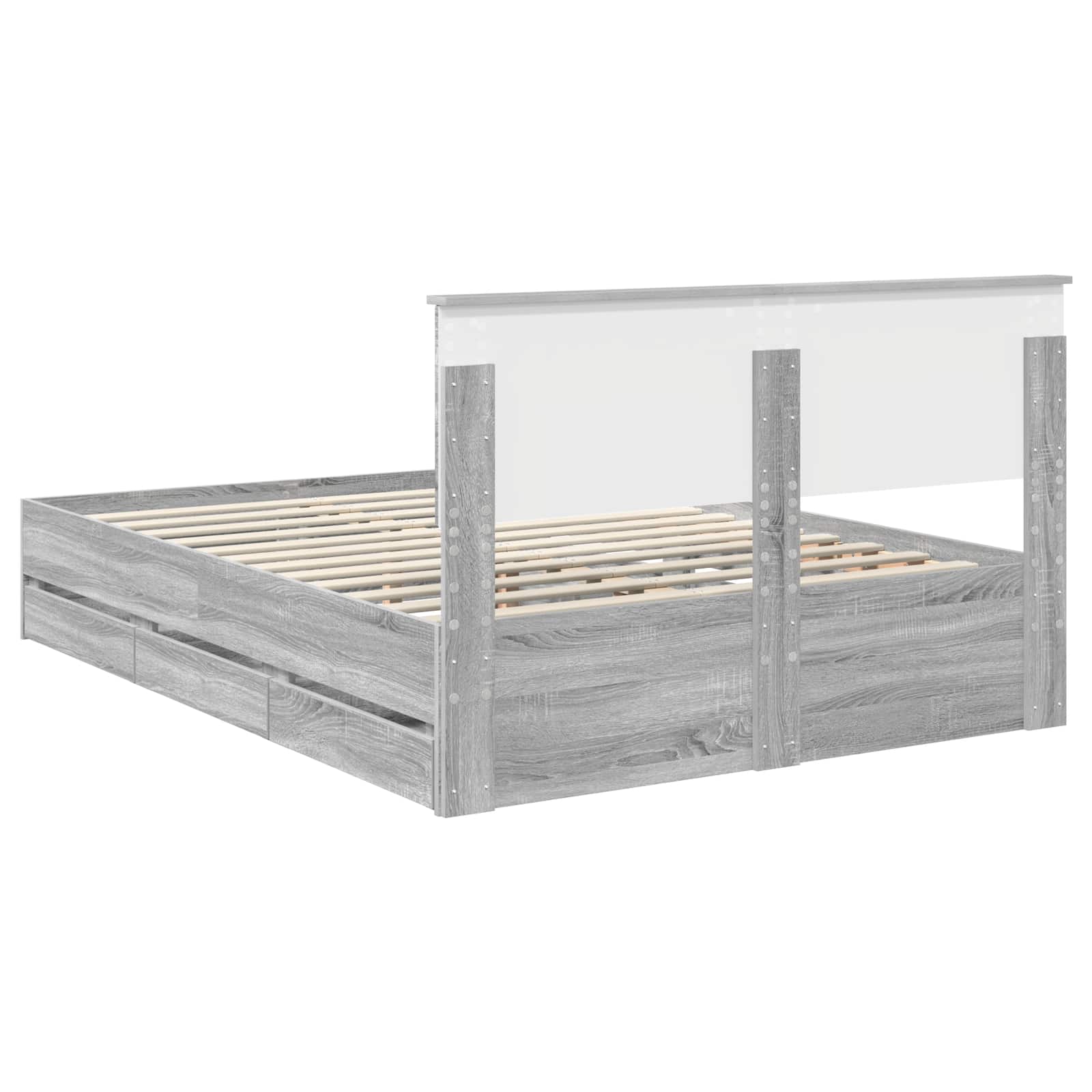 Σκελετός Κρεβατιού Γκρίζο Σονομα 160 x 200 cm Μηχανήματος Ξύλο