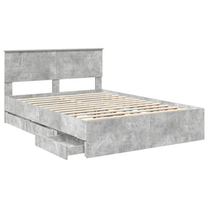 Σκελετός Κρεβατιού Σκυρόδεμα Γκρι 140 x 190 cm Μηχανήματος Ξύλο