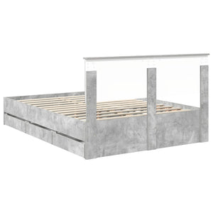 Σκελετός Κρεβατιού Σκυρόδεμα Γκρι 140 x 190 cm Μηχανήματος Ξύλο