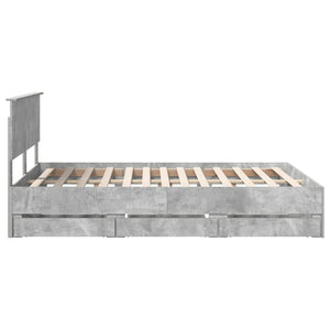Σκελετός Κρεβατιού Σκυρόδεμα Γκρι 140 x 190 cm Μηχανήματος Ξύλο