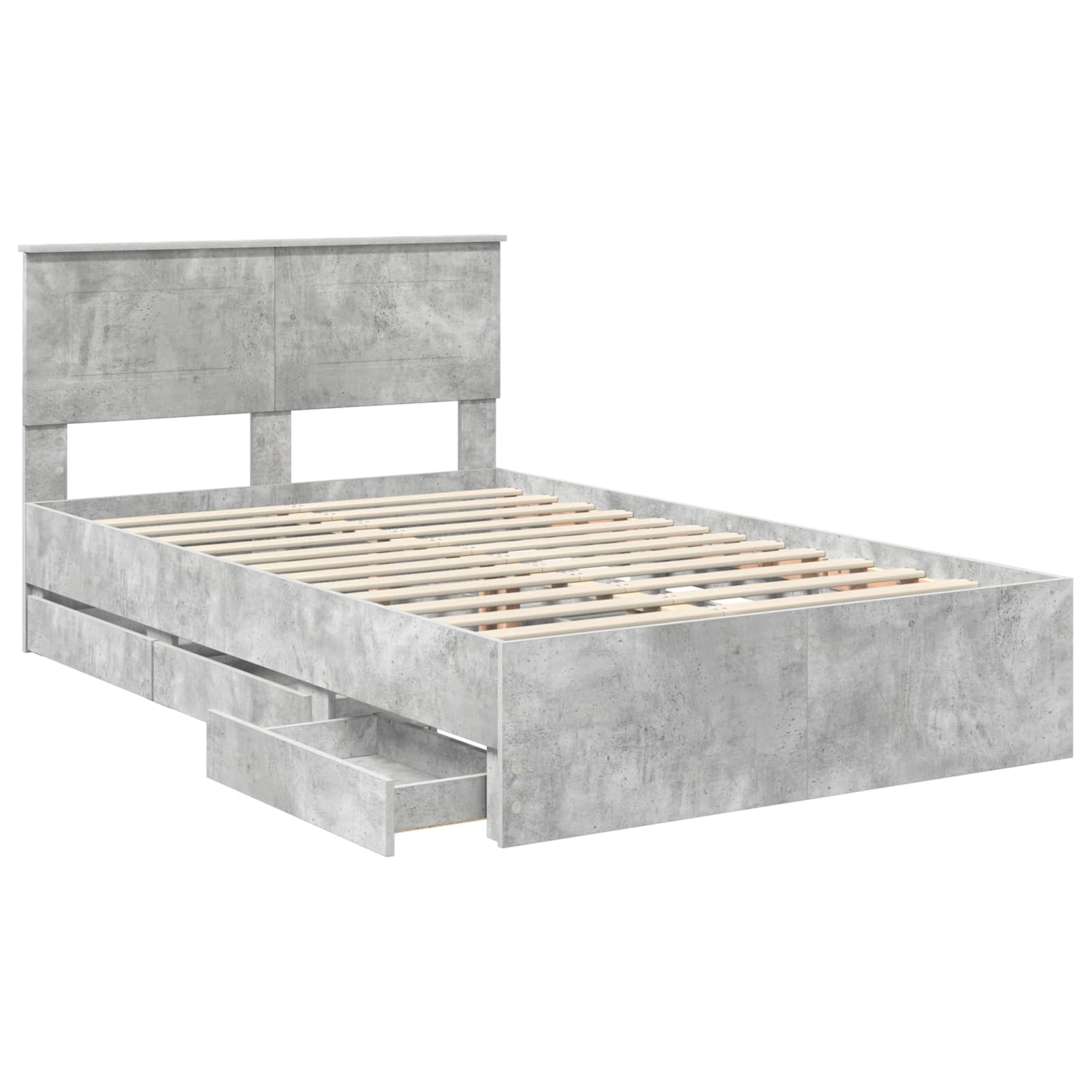Σκελετός Κρεβατιού Σκυρόδεμα Γκρι 135 x 190 cm Μηχανήματος Ξύλο