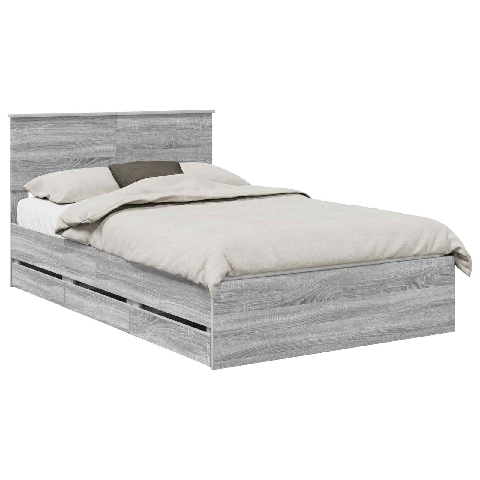 Σκελετός Κρεβατιού Γκρίζο Σονομα 135 x 190 cm Μηχανήματος Ξύλο