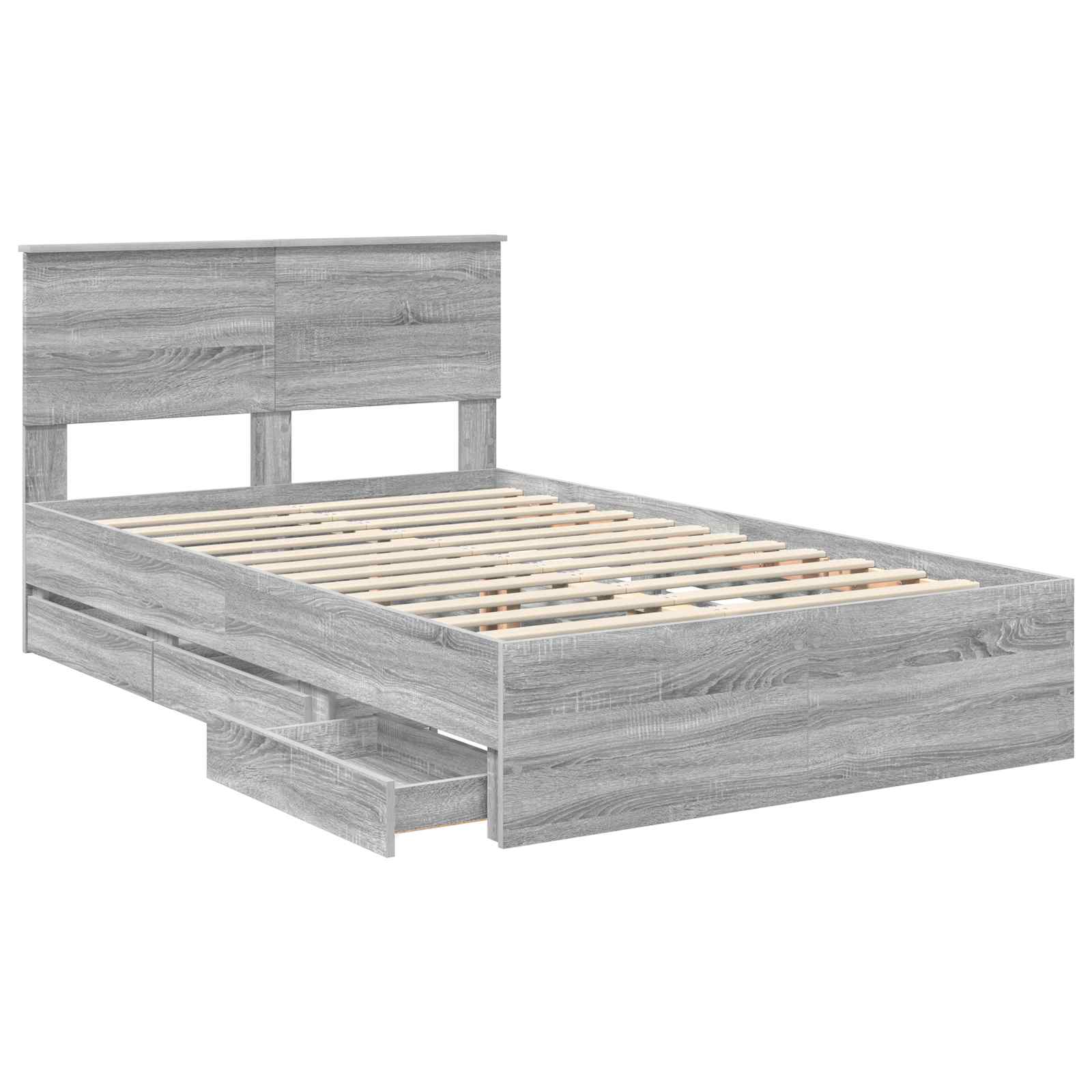 Σκελετός Κρεβατιού Γκρίζο Σονομα 135 x 190 cm Μηχανήματος Ξύλο