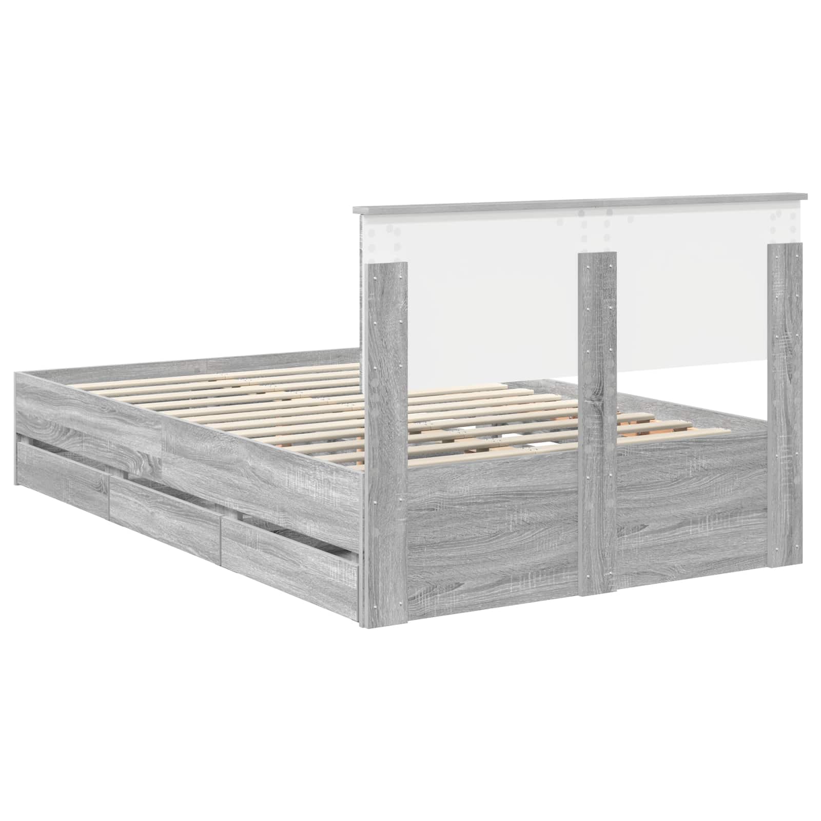 Σκελετός Κρεβατιού Γκρίζο Σονομα 135 x 190 cm Μηχανήματος Ξύλο