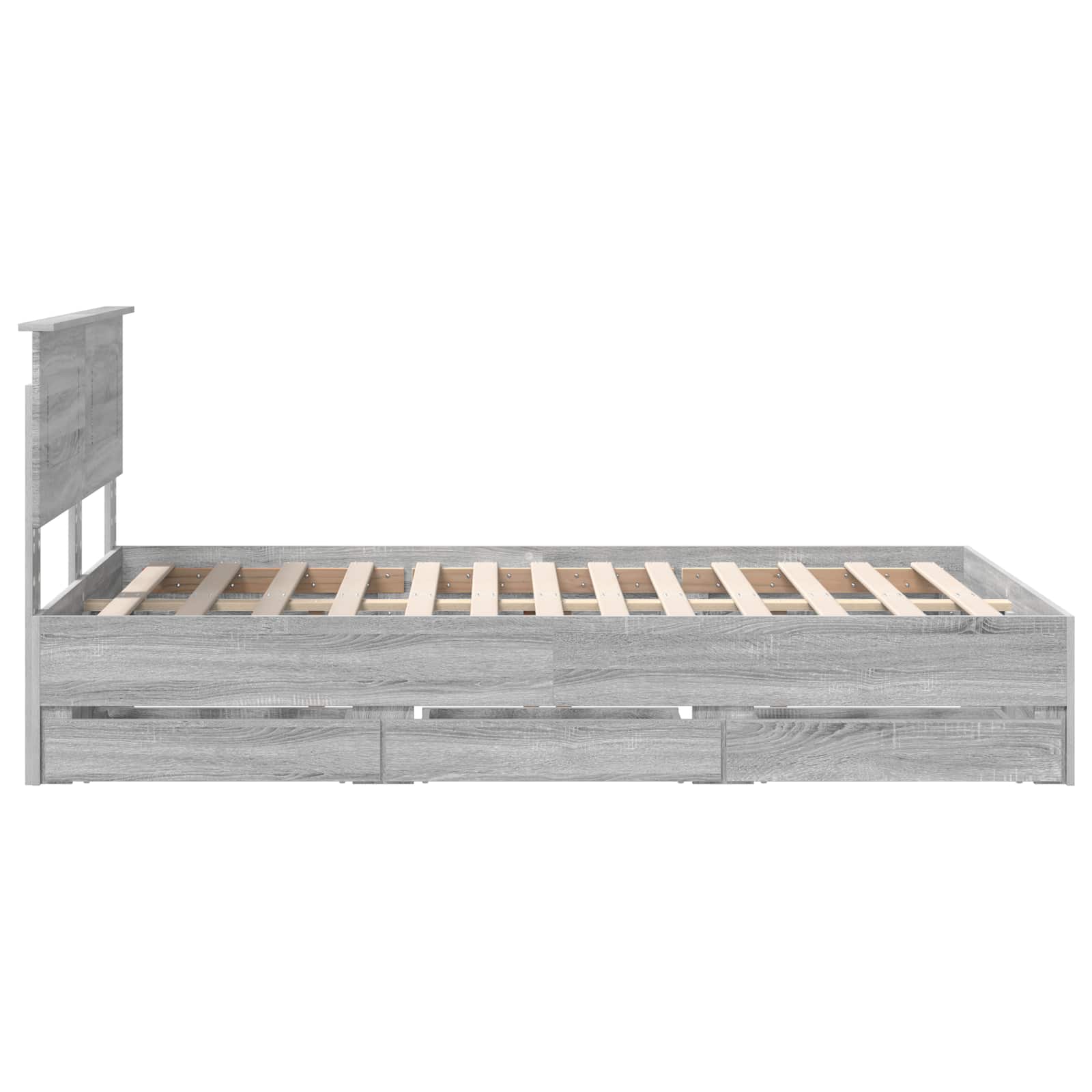 Σκελετός Κρεβατιού Γκρίζο Σονομα 135 x 190 cm Μηχανήματος Ξύλο