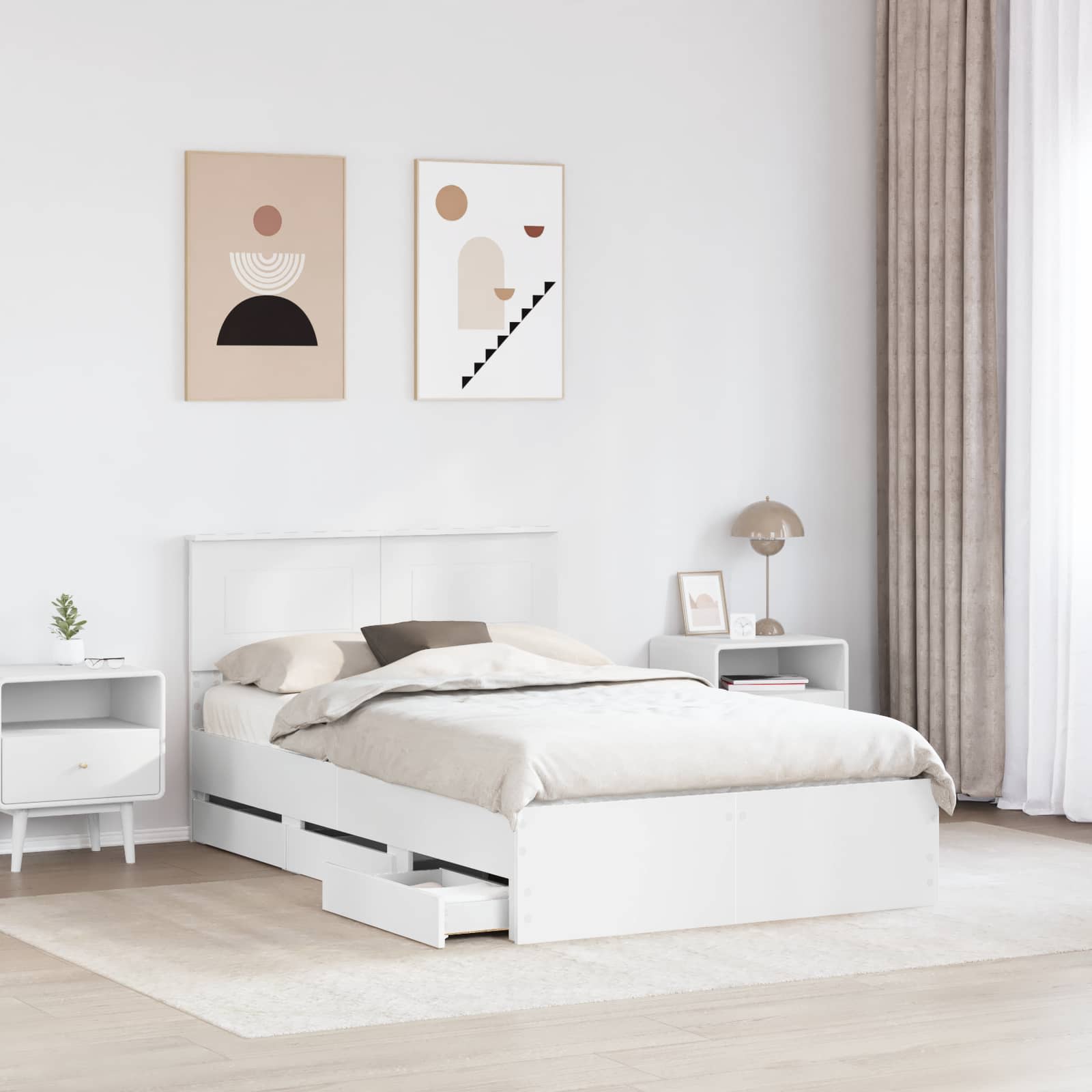 Σκελετός Κρεβατιού Λευκό 120 x 190 cm Μηχανήματος Ξύλο - Pakobazaar