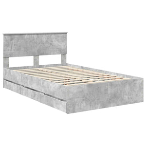 Σκελετός Κρεβατιού Σκυρόδεμα Γκρι 120 x 190 cm Μηχανήματος Ξύλο