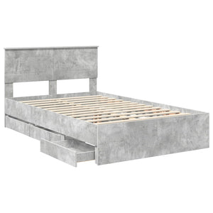 Σκελετός Κρεβατιού Σκυρόδεμα Γκρι 120 x 190 cm Μηχανήματος Ξύλο