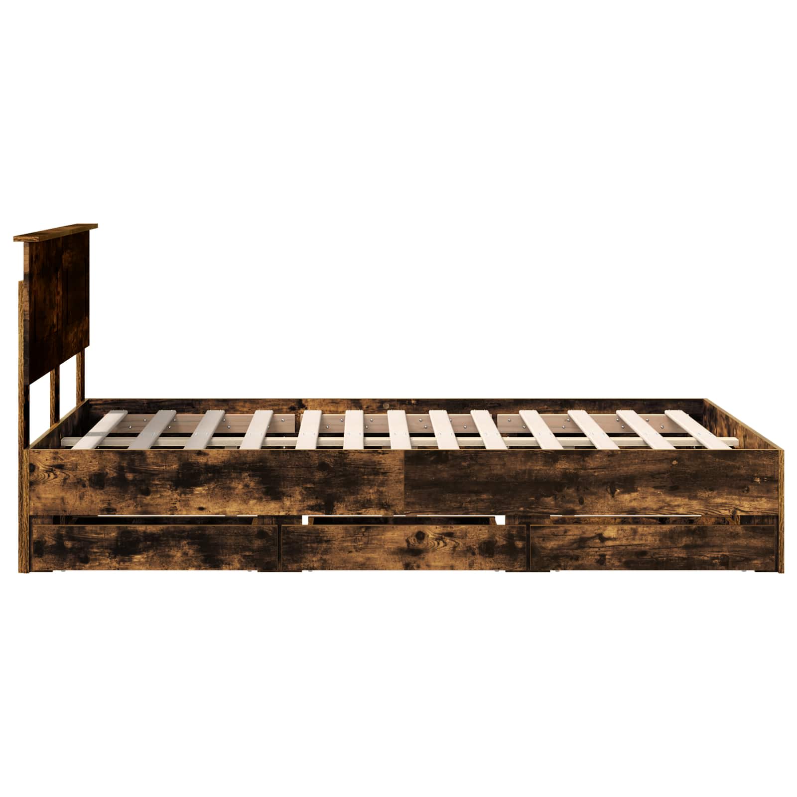 Σκελετός Κρεβατιού Καπνιστό Δρύς 120 x 190 cm Μηχανήματος Ξύλο - Pakobazaar