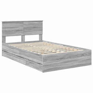 Σκελετός Κρεβατιού Γκρίζο Σονομα 120 x 190 cm Μηχανήματος Ξύλο