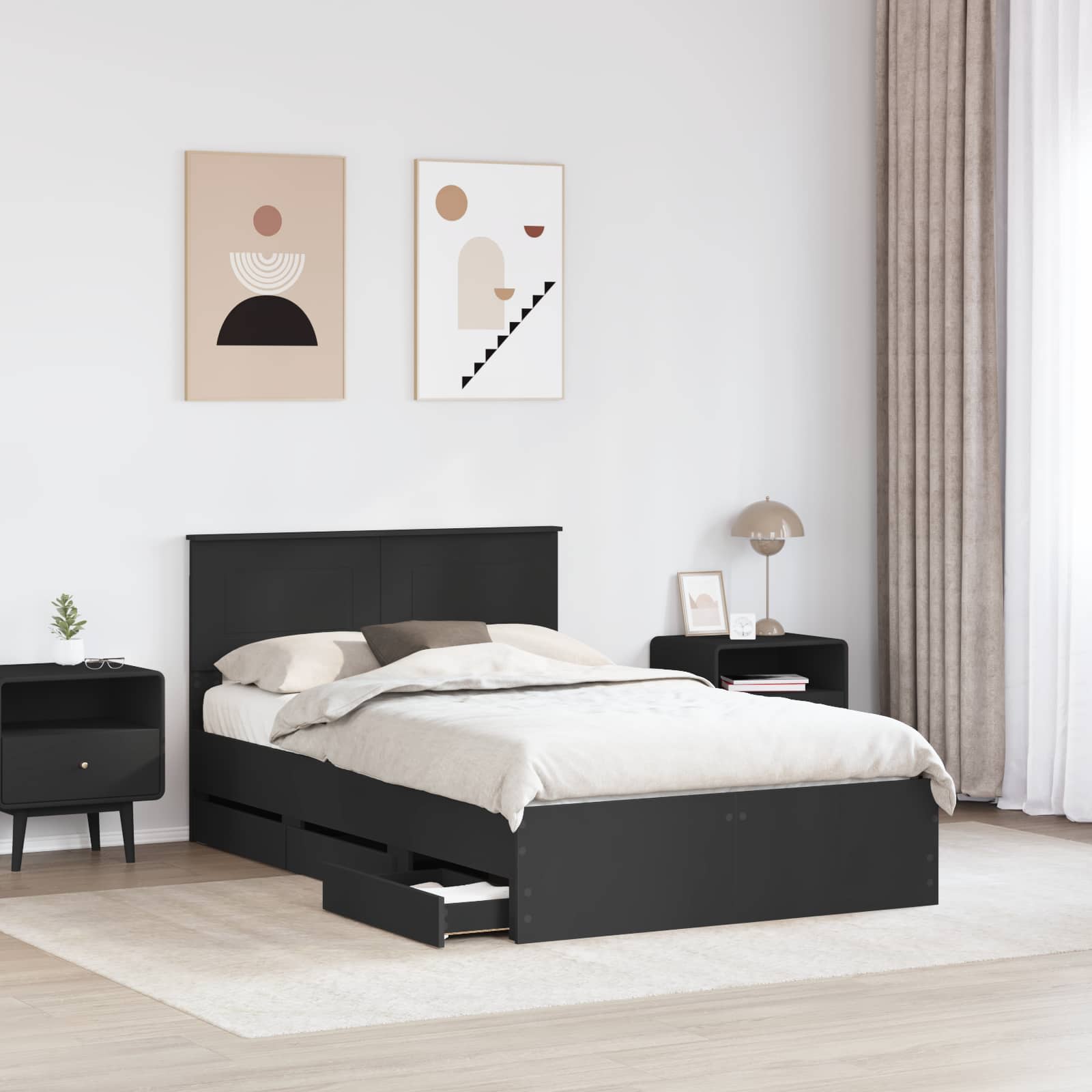 Σκελετός Κρεβατιού Μαύρο 120 x 200 cm Μηχανήματος Ξύλο