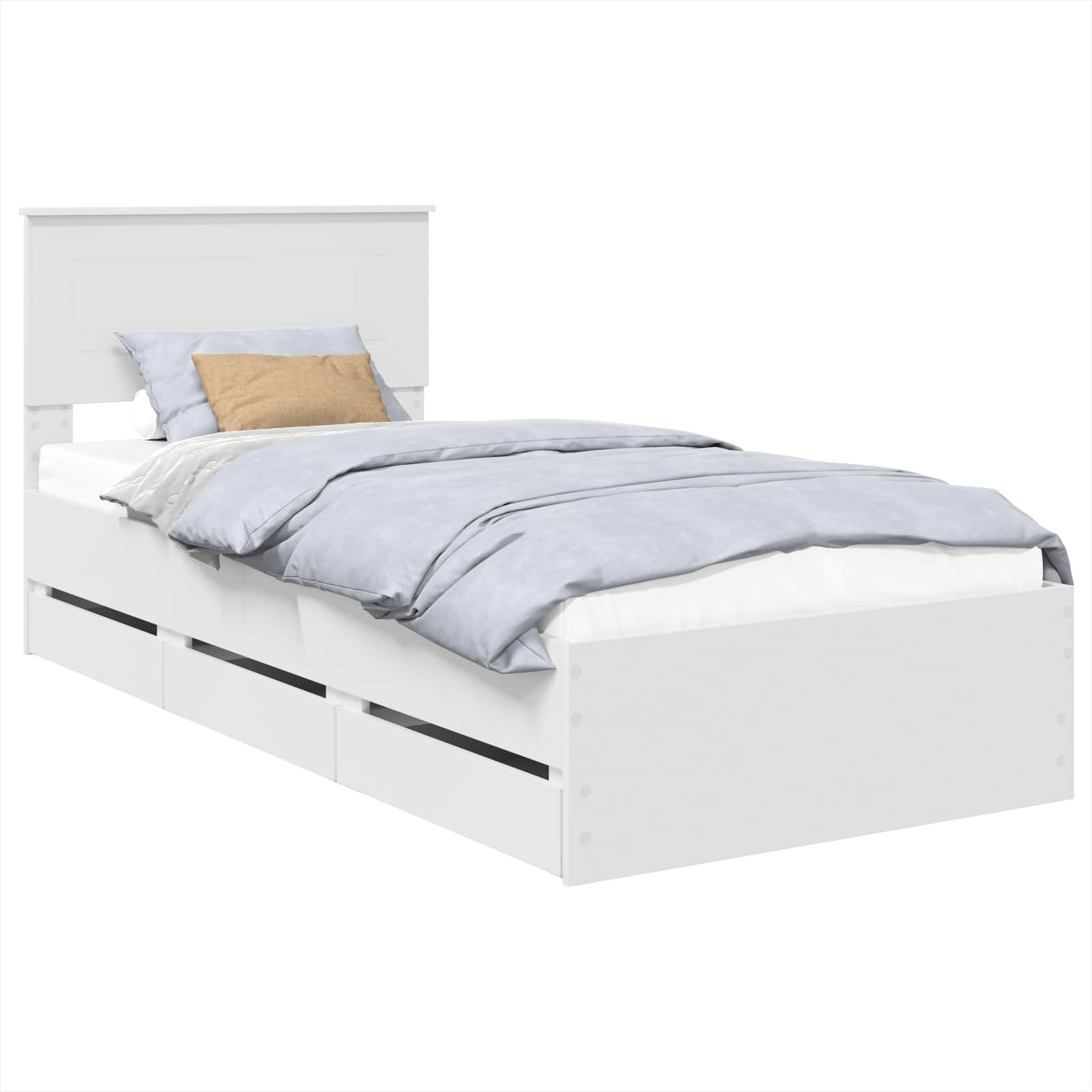 Σκελετός Κρεβατιού Λευκό 90 x 190 cm Μηχανήματος Ξύλο - Pakobazaar