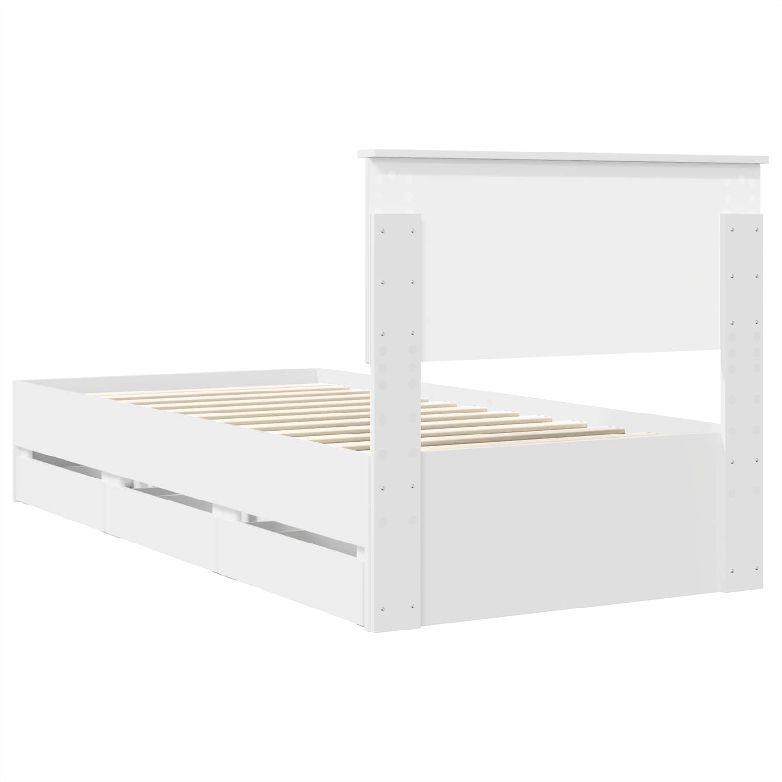 Σκελετός Κρεβατιού Λευκό 90 x 190 cm Μηχανήματος Ξύλο - Pakobazaar