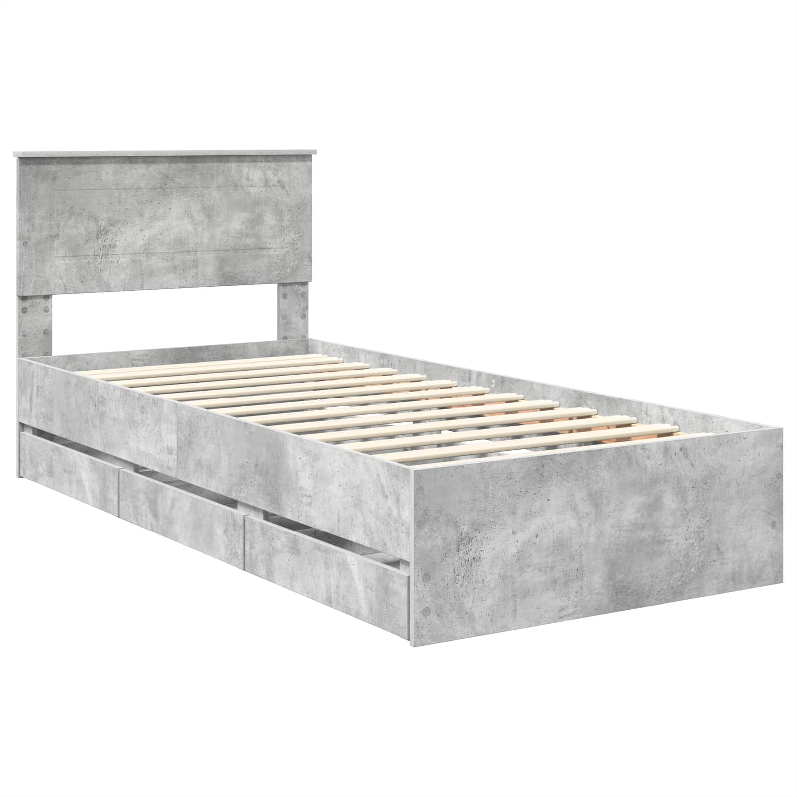 Σκελετός Κρεβατιού Σκυρόδεμα Γκρι 90 x 190 cm Μηχανήματος Ξύλο - Pakobazaar