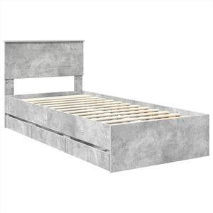 Σκελετός Κρεβατιού Σκυρόδεμα Γκρι 90 x 190 cm Μηχανήματος Ξύλο - Pakobazaar