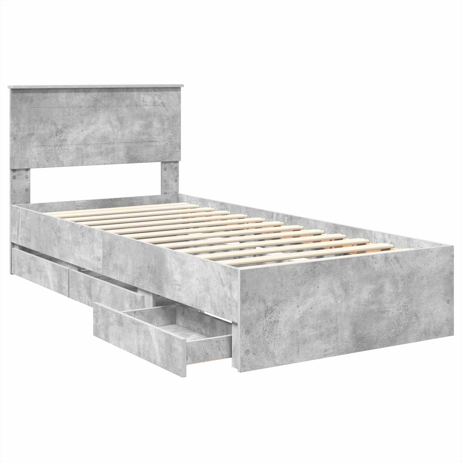 Σκελετός Κρεβατιού Σκυρόδεμα Γκρι 90 x 190 cm Μηχανήματος Ξύλο - Pakobazaar