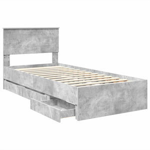 Σκελετός Κρεβατιού Σκυρόδεμα Γκρι 90 x 190 cm Μηχανήματος Ξύλο - Pakobazaar