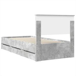 Σκελετός Κρεβατιού Σκυρόδεμα Γκρι 90 x 190 cm Μηχανήματος Ξύλο - Pakobazaar