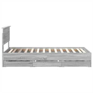 Σκελετός Κρεβατιού Γκρίζο Σονομα 90 x 190 cm Μηχανήματος Ξύλο - Pakobazaar