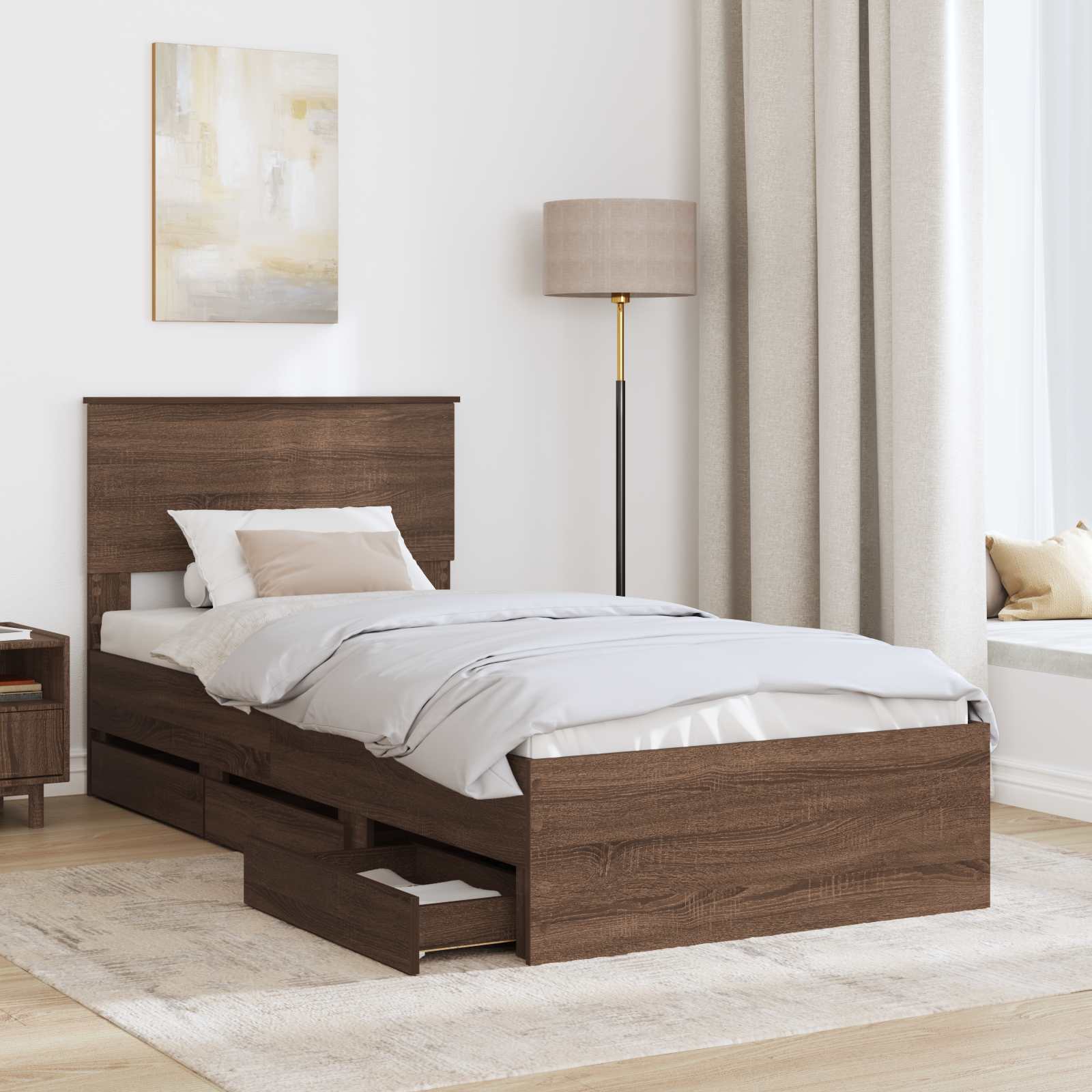 Σκελετός Κρεβατιού Καφέ δρυς 90 x 190 cm Μηχανήματος Ξύλο