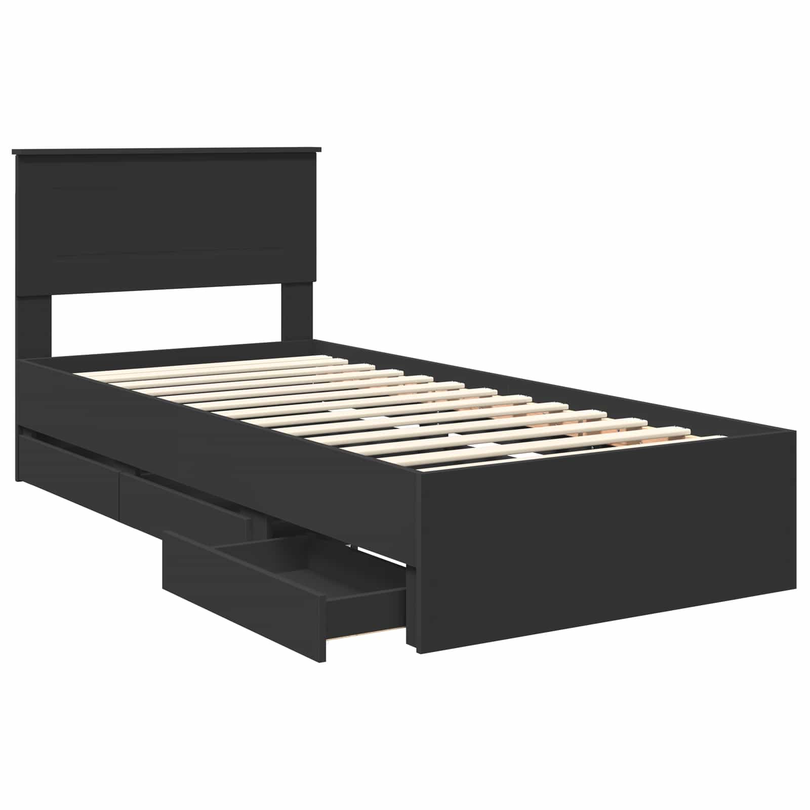 Σκελετός Κρεβατιού Μαύρο 75 x 190 cm Μηχανήματος Ξύλο