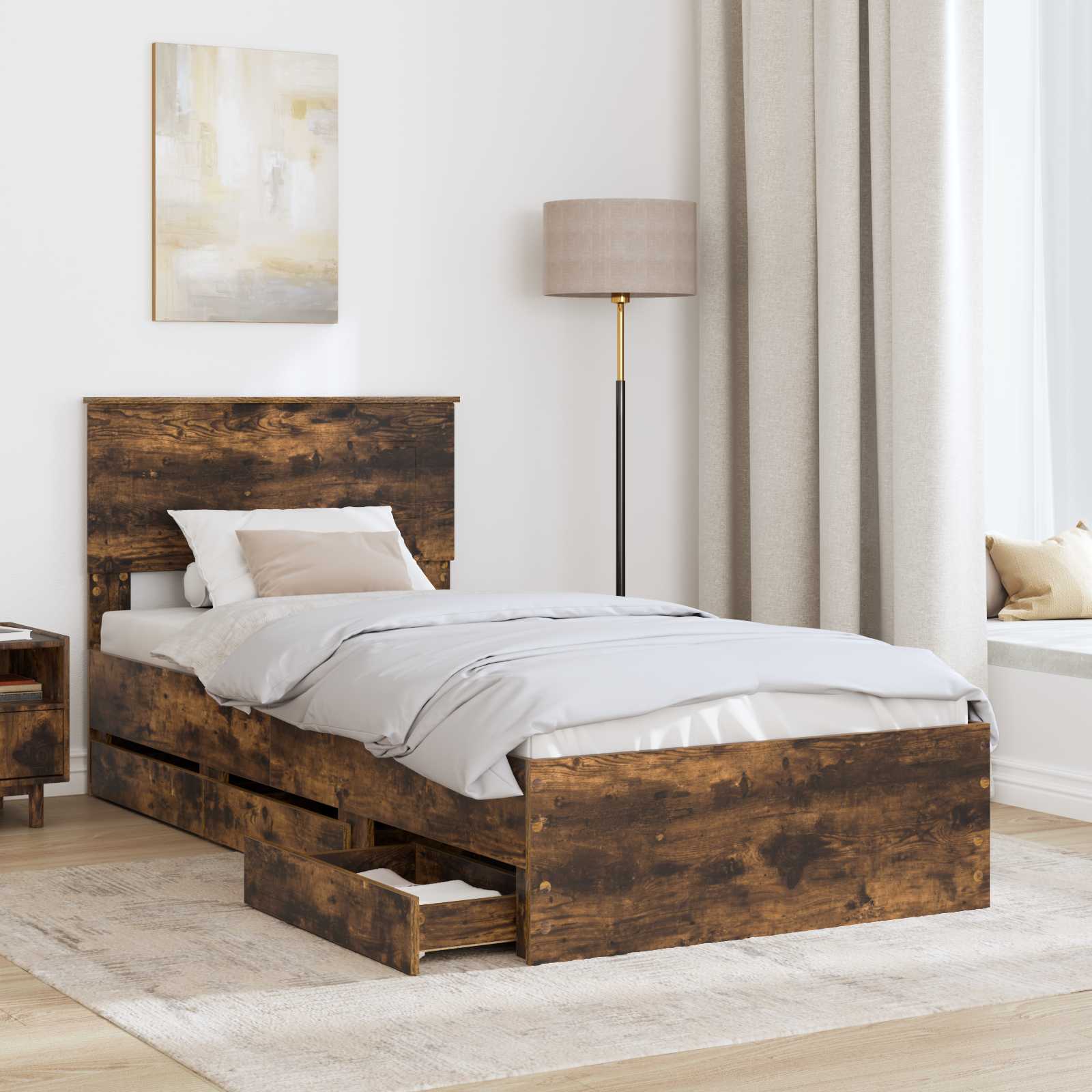 Σκελετός Κρεβατιού Καπνιστό Δρύς 75 x 190 cm Μηχανήματος Ξύλο