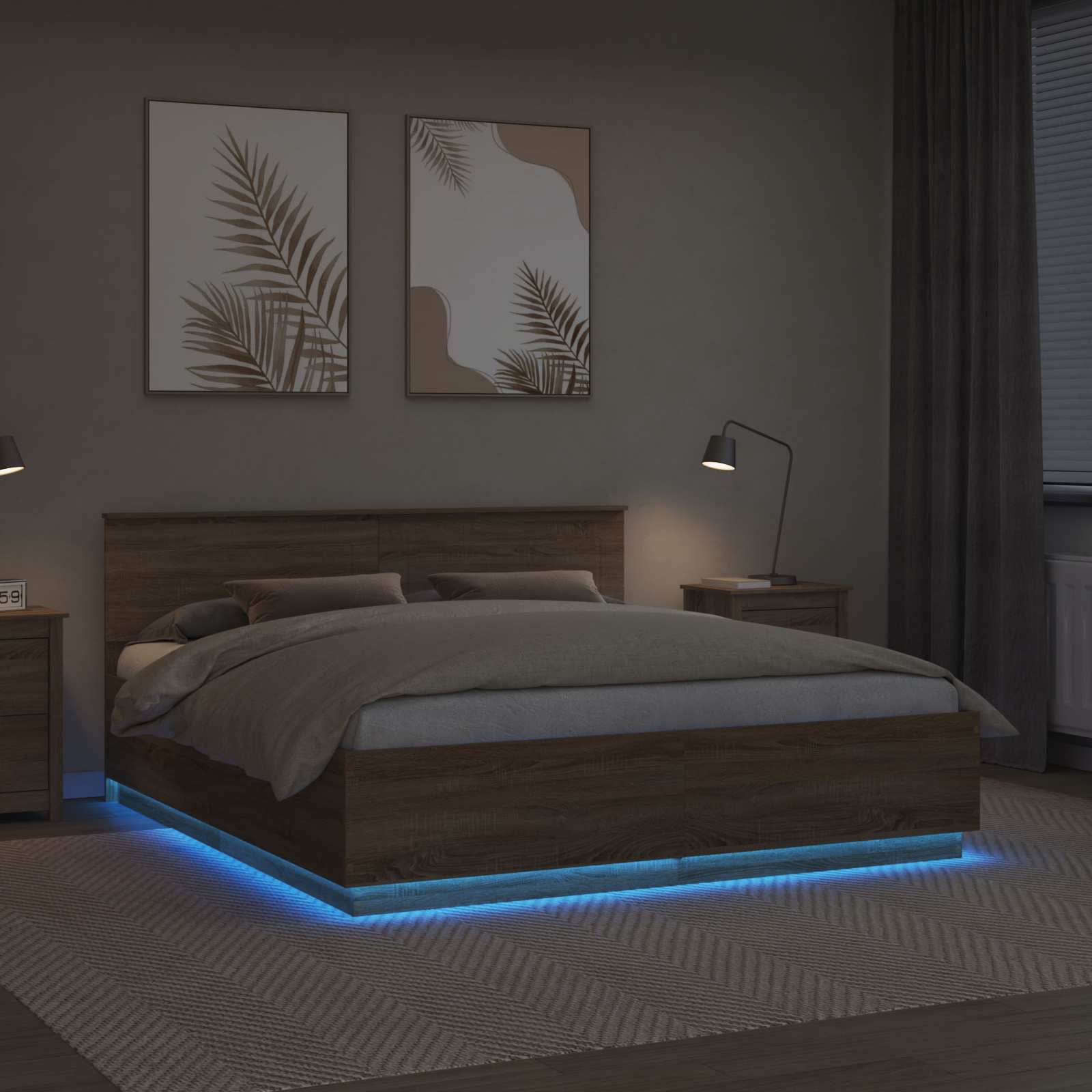 Σκελετός Κρεβατιού Δρύς Sonoma 200 x 200 cm Επεξεργασμένο ξύλο