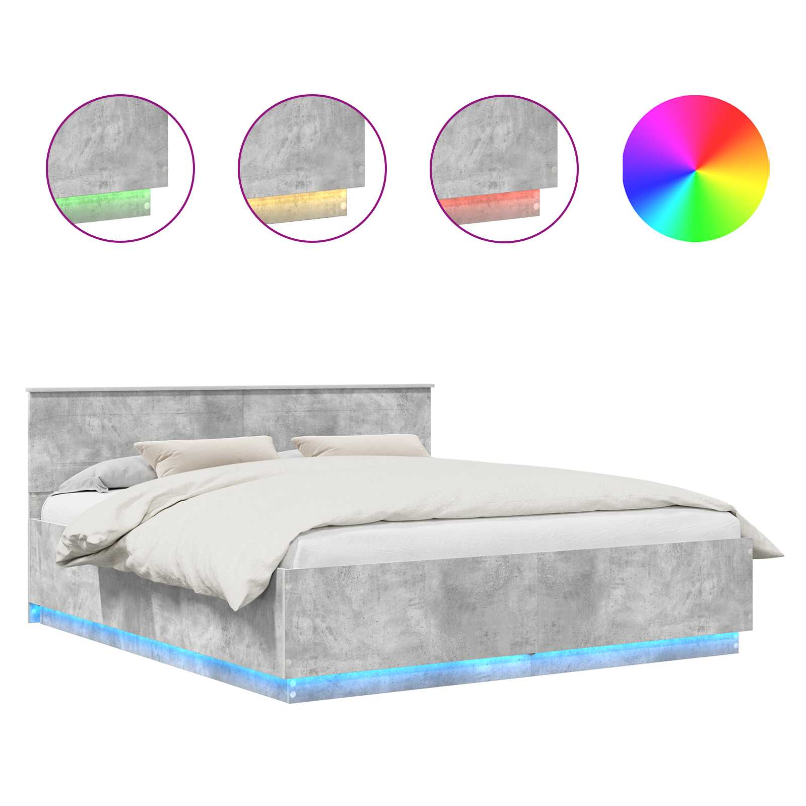 Σκελετός Κρεβατιού με κεφαλάρι Σκυρόδεμα Γκρι 200 x 200 cm