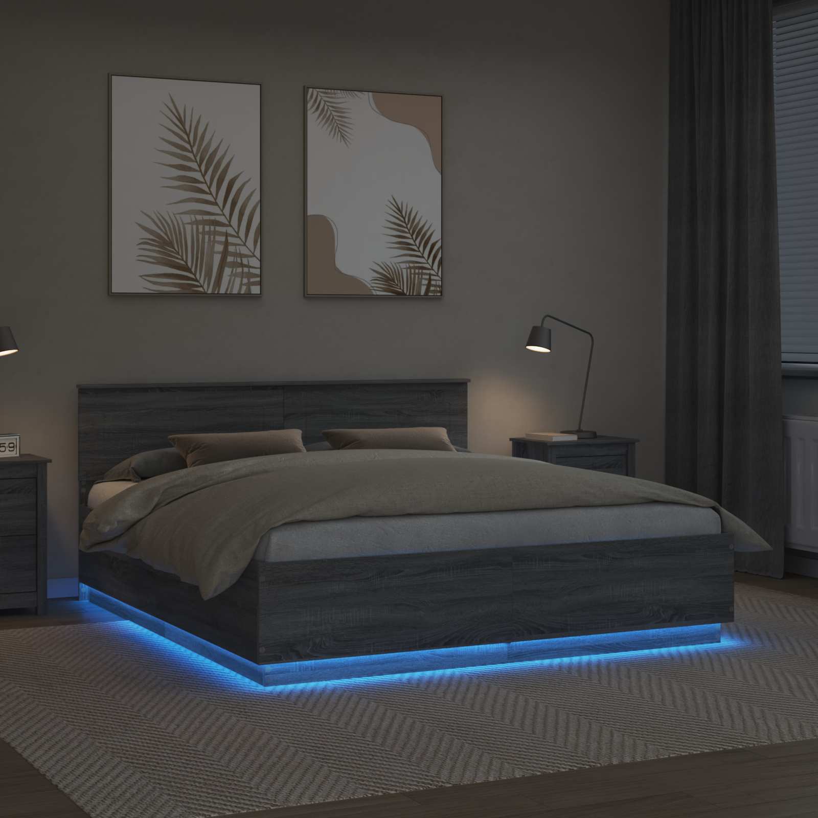 Σκελετός Κρεβατιού με κεφαλάρι Γκρίζο Σονομα 200 x 200 cm