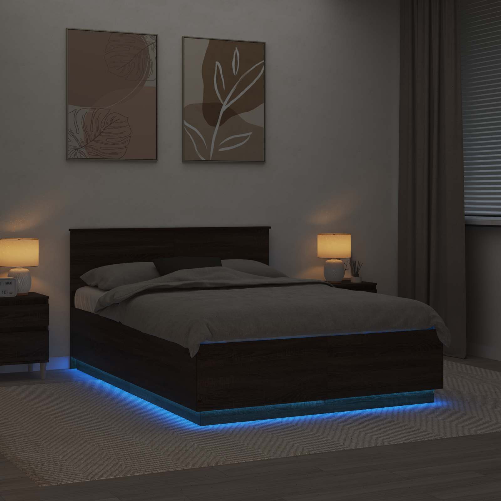 Σκελετός Κρεβατιού Καφέ δρυς 150 x 200 cm Επεξεργασμένο ξύλο