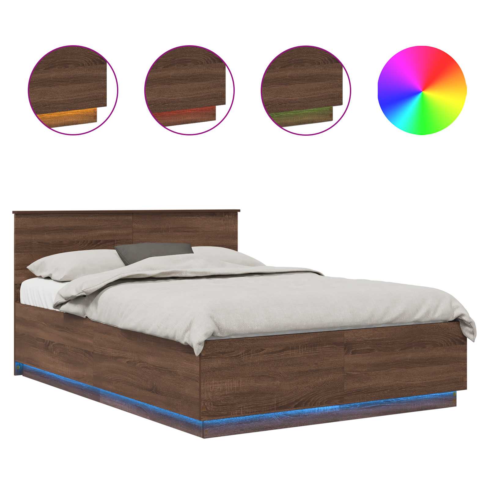 Σκελετός Κρεβατιού Καφέ δρυς 150 x 200 cm Επεξεργασμένο ξύλο