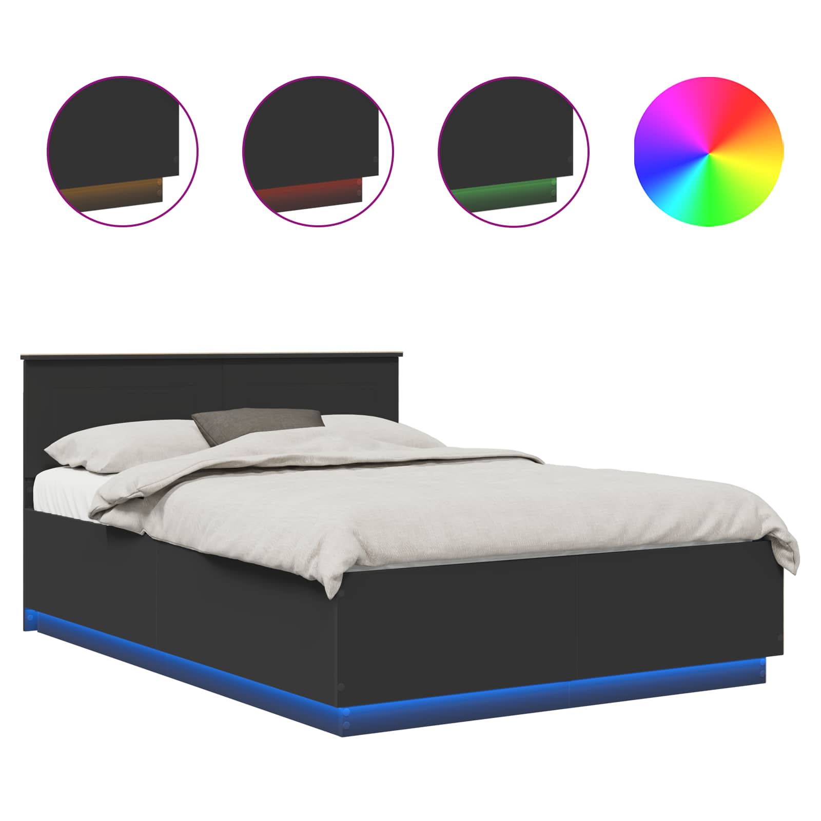 Σκελετός Κρεβατιού Μαύρο 140 x 190 cm Επεξεργασμένο ξύλο - Pakobazaar