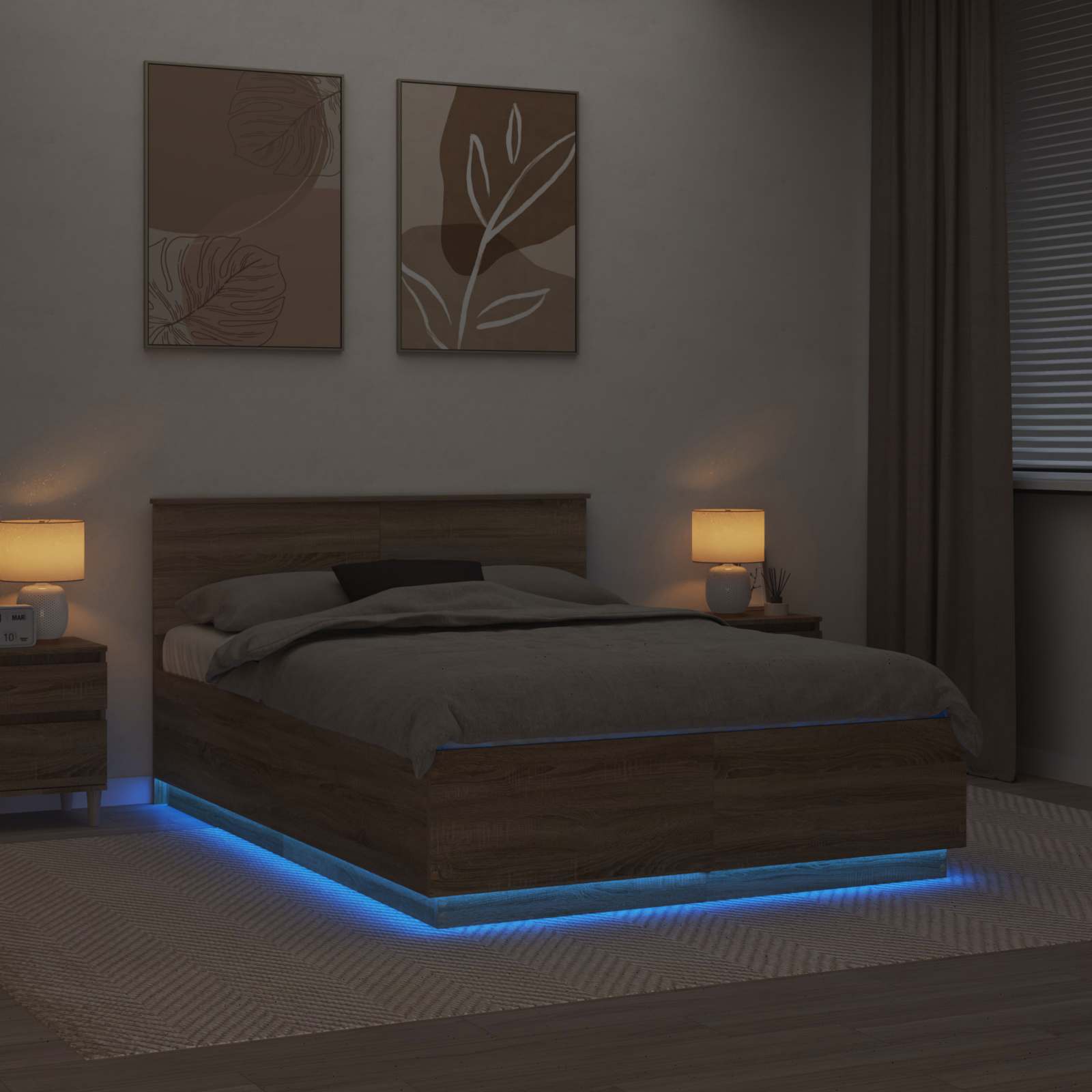 Σκελετός Κρεβατιού Δρύς Sonoma 140 x 190 cm Επεξεργασμένο ξύλο