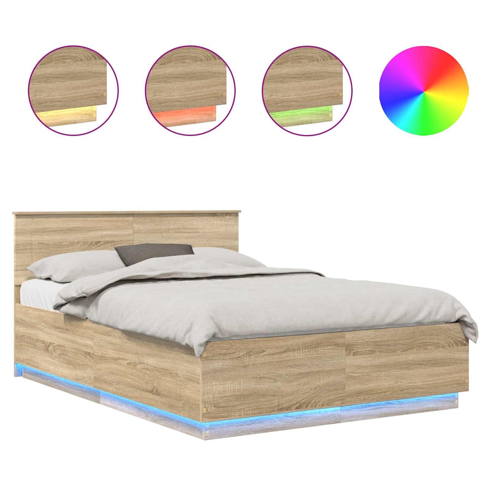 Σκελετός Κρεβατιού Δρύς Sonoma 140 x 200 cm Επεξεργασμένο ξύλο