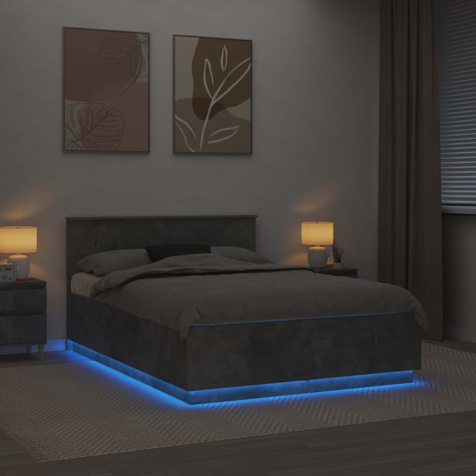 Σκελετός Κρεβατιού με κεφαλάρι Σκυρόδεμα Γκρι 140 x 200 cm - Pakobazaar