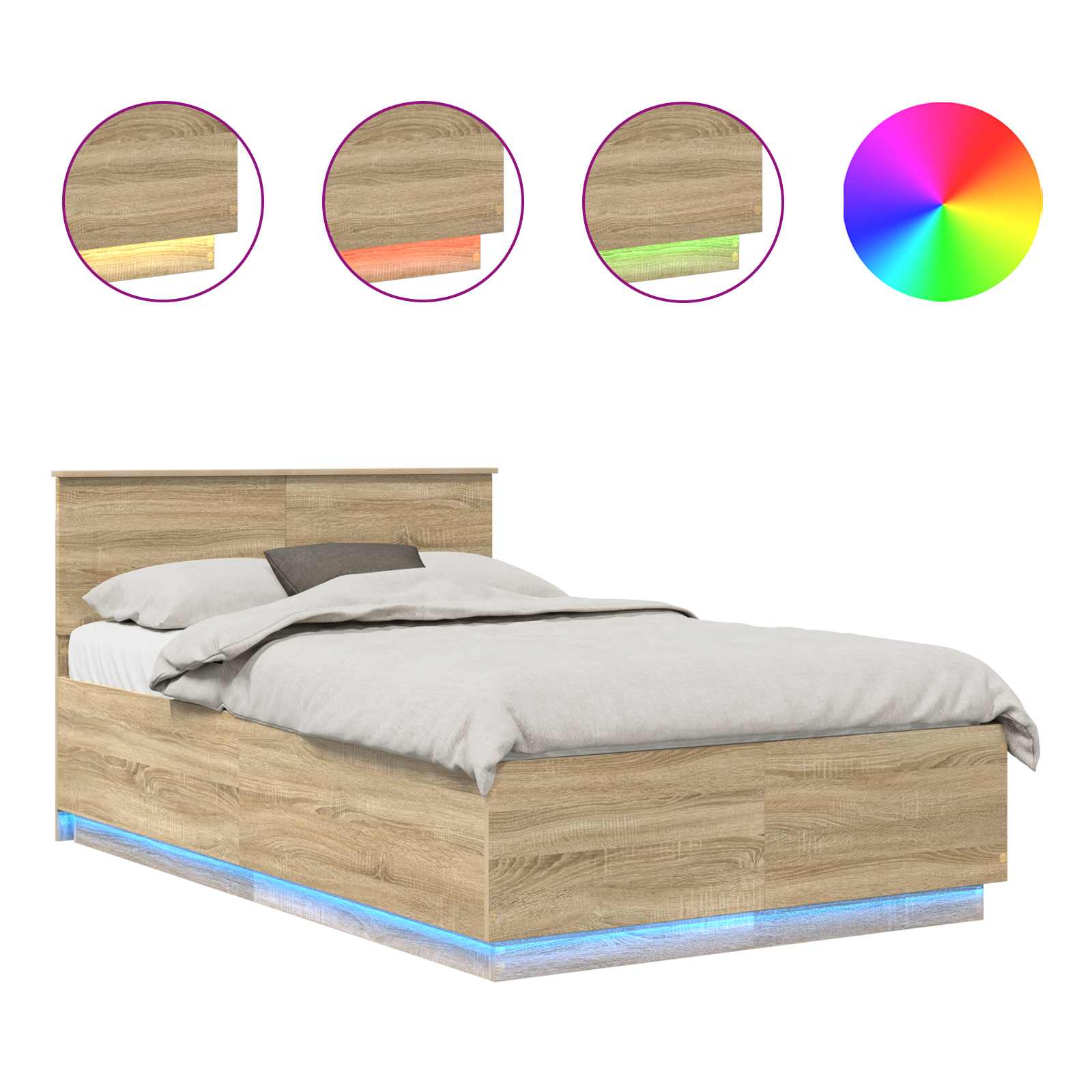 Σκελετός Κρεβατιού Δρύς Sonoma 135 x 190 cm Επεξεργασμένο ξύλο