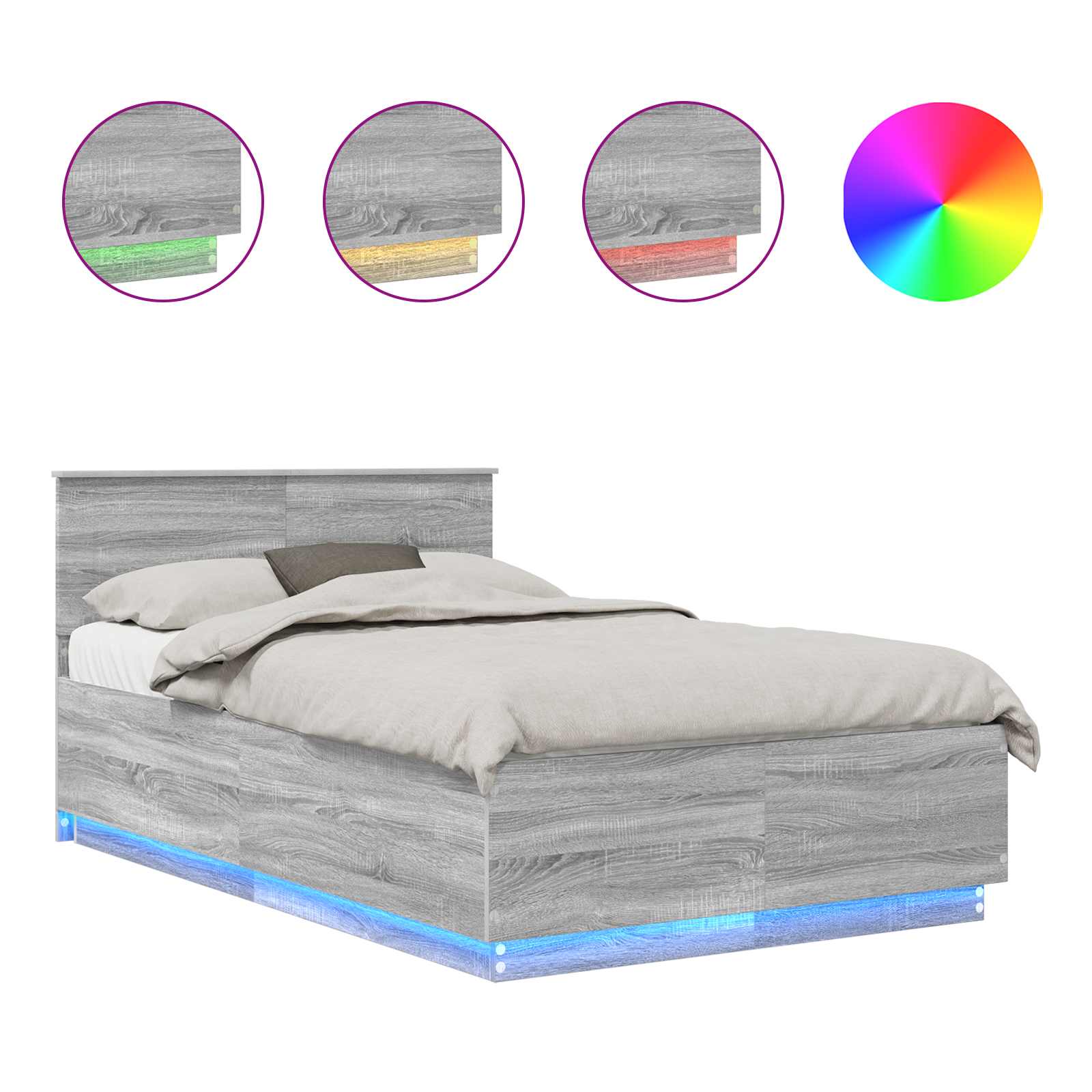 Σκελετός Κρεβατιού με κεφαλάρι Γκρίζο Σονομα 135 x 190 cm