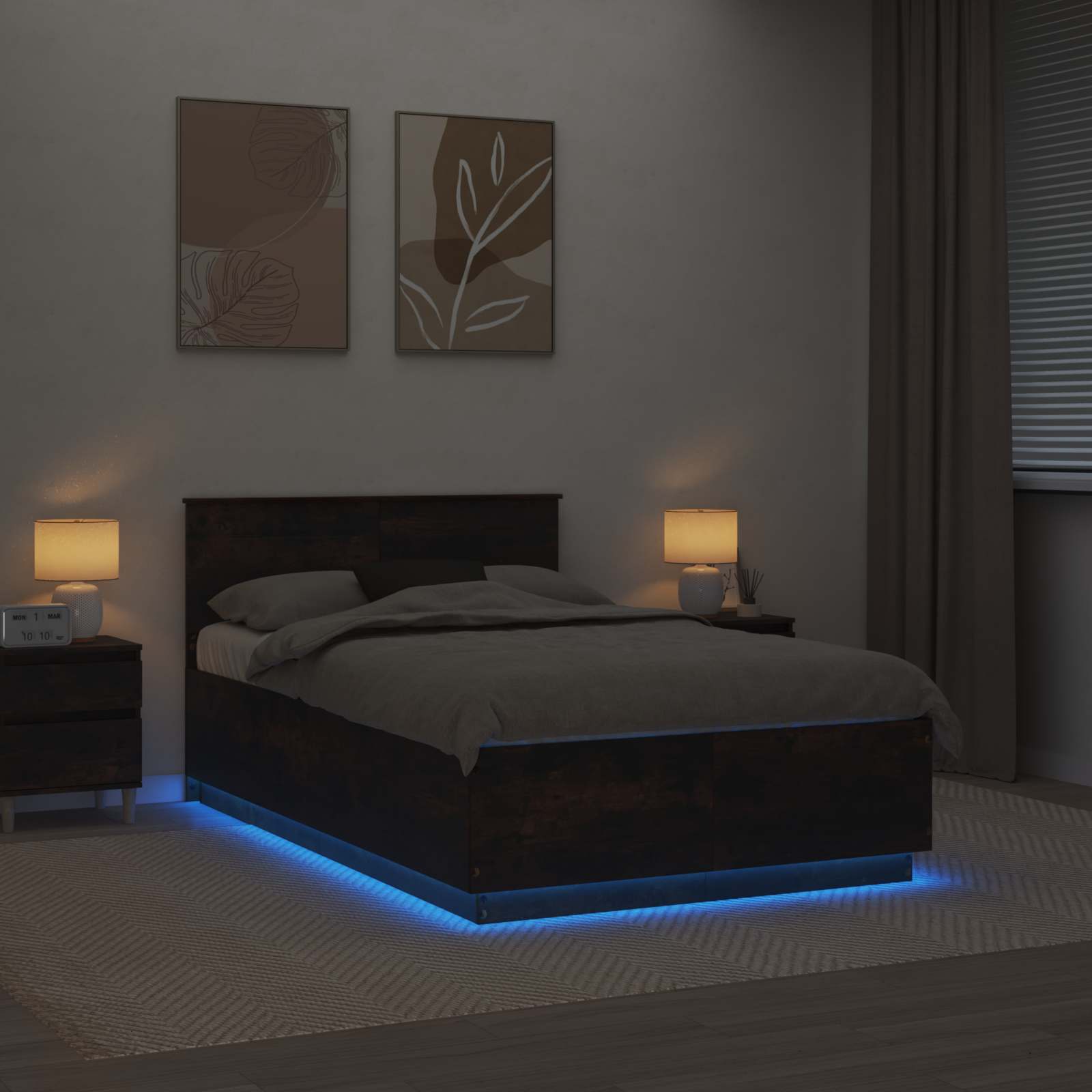 Σκελετός Κρεβατιού με κεφαλάρι Καπνιστό Δρύς 120 x 190 cm