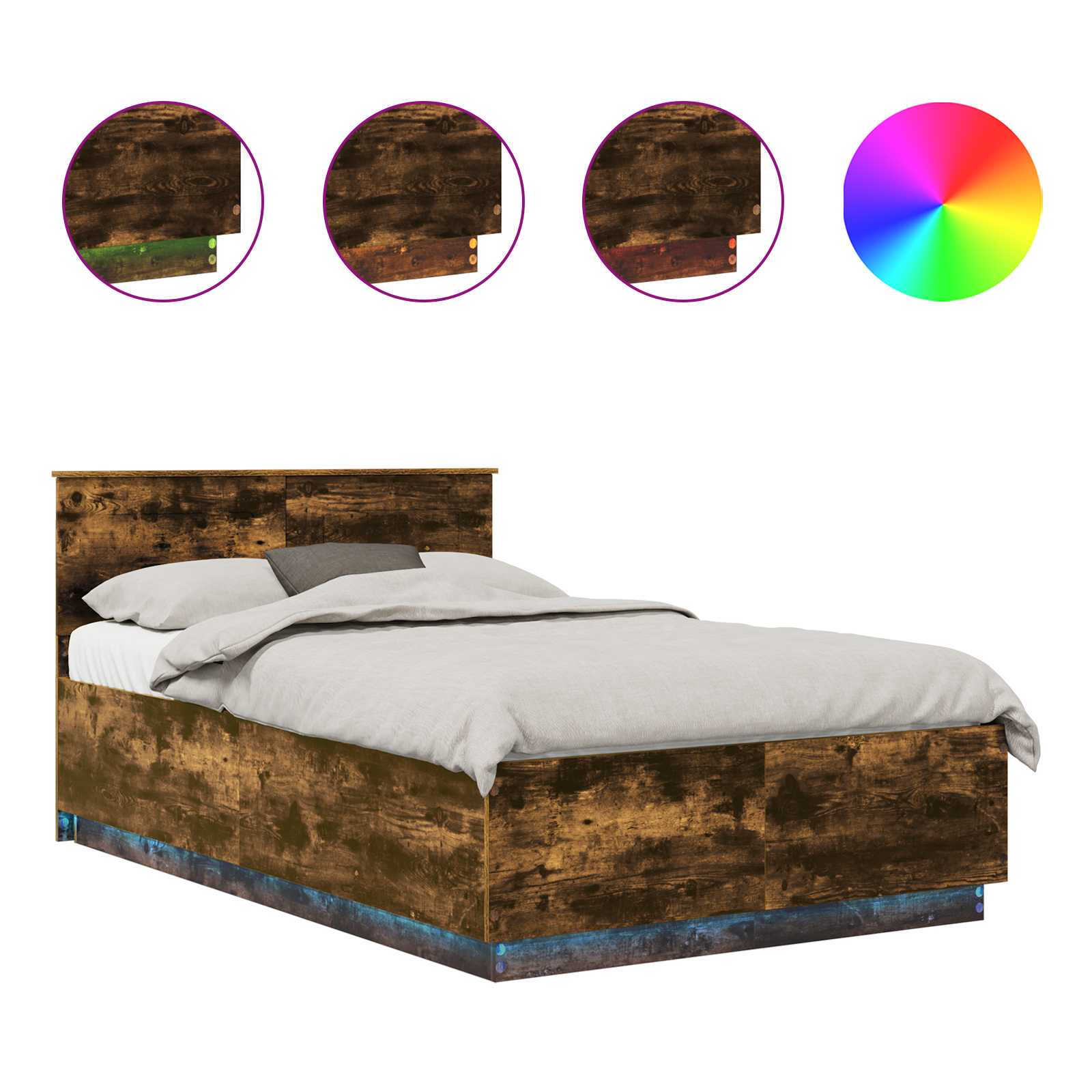 Σκελετός Κρεβατιού με κεφαλάρι Καπνιστό Δρύς 120 x 190 cm