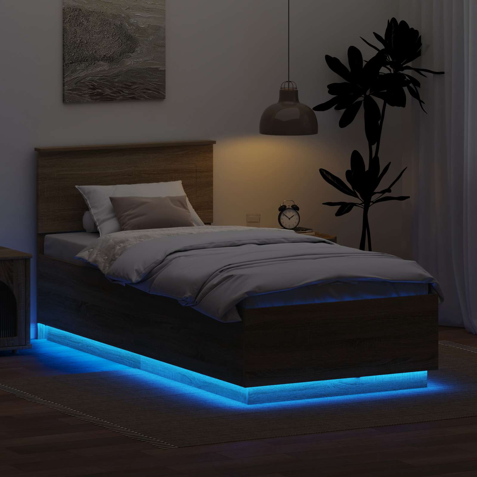 Σκελετός Κρεβατιού Δρύς Sonoma 100 x 200 cm Επεξεργασμένο ξύλο