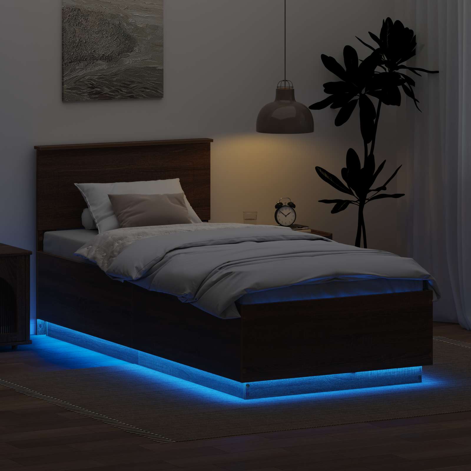 Σκελετός Κρεβατιού Καφέ δρυς 90 x 190 cm Επεξεργασμένο ξύλο